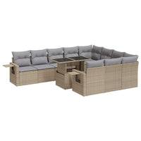 Thumbnail for 11-tlg. Garten-Sofagarnitur mit Kissen Beige Poly Rattan
