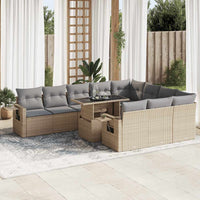 Thumbnail for 11-tlg. Garten-Sofagarnitur mit Kissen Beige Poly Rattan
