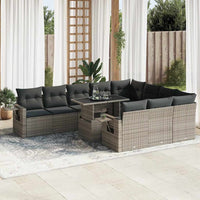 Thumbnail for 11-tlg. Garten-Sofagarnitur mit Kissen Grau Poly Rattan
