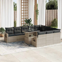Thumbnail for 11-tlg. Garten-Sofagarnitur mit Kissen Hellgrau Poly Rattan