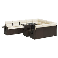 Thumbnail for 11-tlg. Garten-Sofagarnitur mit Kissen Braun Poly Rattan