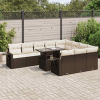 Thumbnail for 11-tlg. Garten-Sofagarnitur mit Kissen Braun Poly Rattan