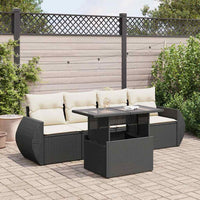 Thumbnail for 5-tlg. Garten-Sofagarnitur mit Kissen Schwarz Poly Rattan