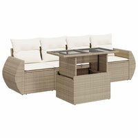 Thumbnail for 5-tlg. Garten-Sofagarnitur mit Kissen Beige Poly Rattan