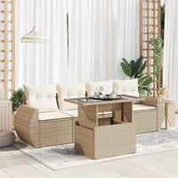Thumbnail for 5-tlg. Garten-Sofagarnitur mit Kissen Beige Poly Rattan
