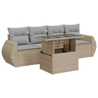 Thumbnail for 5-tlg. Garten-Sofagarnitur mit Kissen Beige Poly Rattan