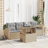 Thumbnail for 5-tlg. Garten-Sofagarnitur mit Kissen Beige Poly Rattan