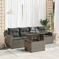 Thumbnail for 5-tlg. Garten-Sofagarnitur mit Kissen Grau Poly Rattan