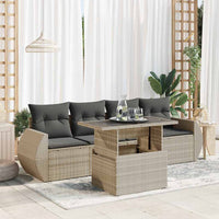 Thumbnail for 5-tlg. Garten-Sofagarnitur mit Kissen Hellgrau Poly Rattan