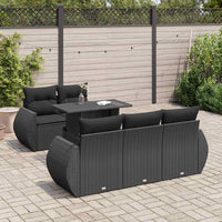 Thumbnail for 6-tlg. Garten-Sofagarnitur mit Kissen Schwarz Poly Rattan