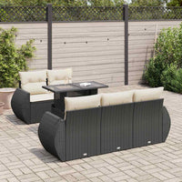 Thumbnail for 6-tlg. Garten-Sofagarnitur mit Kissen Schwarz Poly Rattan