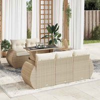 Thumbnail for 6-tlg. Garten-Sofagarnitur mit Kissen Beige Poly Rattan
