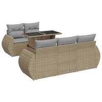 Thumbnail for 6-tlg. Garten-Sofagarnitur mit Kissen Beige Poly Rattan