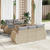 Thumbnail for 6-tlg. Garten-Sofagarnitur mit Kissen Beige Poly Rattan