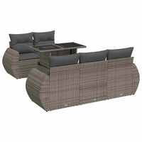 Thumbnail for 6-tlg. Garten-Sofagarnitur mit Kissen Grau Poly Rattan