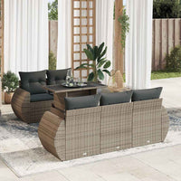 Thumbnail for 6-tlg. Garten-Sofagarnitur mit Kissen Grau Poly Rattan