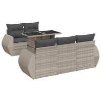 Thumbnail for 6-tlg. Garten-Sofagarnitur mit Kissen Hellgrau Poly Rattan