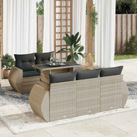 Thumbnail for 6-tlg. Garten-Sofagarnitur mit Kissen Hellgrau Poly Rattan