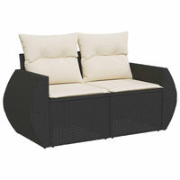 Thumbnail for 7-tlg. Garten-Sofagarnitur mit Kissen Schwarz Poly Rattan