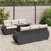 Thumbnail for 7-tlg. Garten-Sofagarnitur mit Kissen Schwarz Poly Rattan