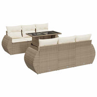 Thumbnail for 7-tlg. Garten-Sofagarnitur mit Kissen Beige Poly Rattan