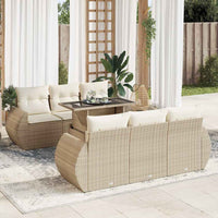 Thumbnail for 7-tlg. Garten-Sofagarnitur mit Kissen Beige Poly Rattan