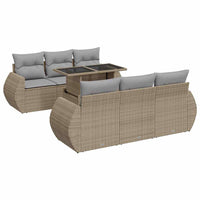 Thumbnail for 7-tlg. Garten-Sofagarnitur mit Kissen Beige Poly Rattan
