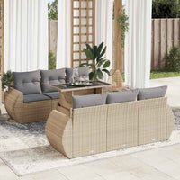 Thumbnail for 7-tlg. Garten-Sofagarnitur mit Kissen Beige Poly Rattan