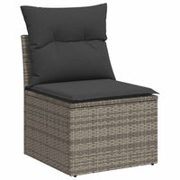 Thumbnail for 7-tlg. Garten-Sofagarnitur mit Kissen Grau Poly Rattan