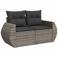 Thumbnail for 7-tlg. Garten-Sofagarnitur mit Kissen Grau Poly Rattan