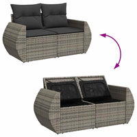 Thumbnail for 7-tlg. Garten-Sofagarnitur mit Kissen Grau Poly Rattan