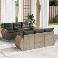 Thumbnail for 7-tlg. Garten-Sofagarnitur mit Kissen Grau Poly Rattan