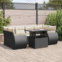 Thumbnail for 7-tlg. Garten-Sofagarnitur mit Kissen Schwarz Poly Rattan