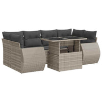 Thumbnail for 7-tlg. Garten-Sofagarnitur mit Kissen Hellgrau Poly Rattan