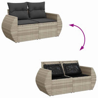 Thumbnail for 7-tlg. Garten-Sofagarnitur mit Kissen Hellgrau Poly Rattan