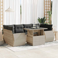 Thumbnail for 7-tlg. Garten-Sofagarnitur mit Kissen Hellgrau Poly Rattan