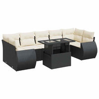 Thumbnail for 8-tlg. Garten-Sofagarnitur mit Kissen Schwarz Poly Rattan