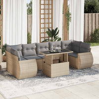 Thumbnail for 8-tlg. Garten-Sofagarnitur mit Kissen Beige Poly Rattan