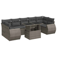 Thumbnail for 8-tlg. Garten-Sofagarnitur mit Kissen Grau Poly Rattan
