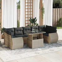 Thumbnail for 8-tlg. Garten-Sofagarnitur mit Kissen Hellgrau Poly Rattan