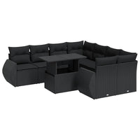Thumbnail for 9-tlg. Garten-Sofagarnitur mit Kissen Schwarz Poly Rattan