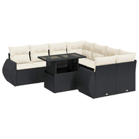 Thumbnail for 9-tlg. Garten-Sofagarnitur mit Kissen Schwarz Poly Rattan