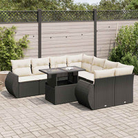 Thumbnail for 9-tlg. Garten-Sofagarnitur mit Kissen Schwarz Poly Rattan