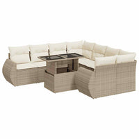 Thumbnail for 9-tlg. Garten-Sofagarnitur mit Kissen Beige Poly Rattan