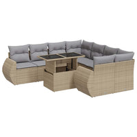Thumbnail for 9-tlg. Garten-Sofagarnitur mit Kissen Beige Poly Rattan