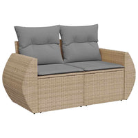 Thumbnail for 9-tlg. Garten-Sofagarnitur mit Kissen Beige Poly Rattan