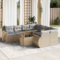 Thumbnail for 9-tlg. Garten-Sofagarnitur mit Kissen Beige Poly Rattan