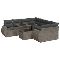 Thumbnail for 9-tlg. Garten-Sofagarnitur mit Kissen Grau Poly Rattan