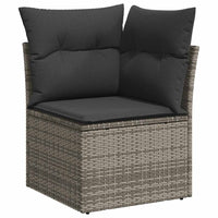Thumbnail for 9-tlg. Garten-Sofagarnitur mit Kissen Grau Poly Rattan