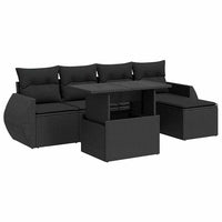 Thumbnail for 6-tlg. Garten-Sofagarnitur mit Kissen Schwarz Poly Rattan